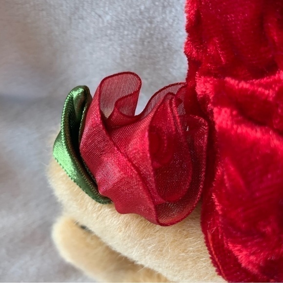 VINTAGE Dan Dee Collectors Choice Stuffed Bear Red Hat Roses Sitting Collectible - Picture 12 of 14